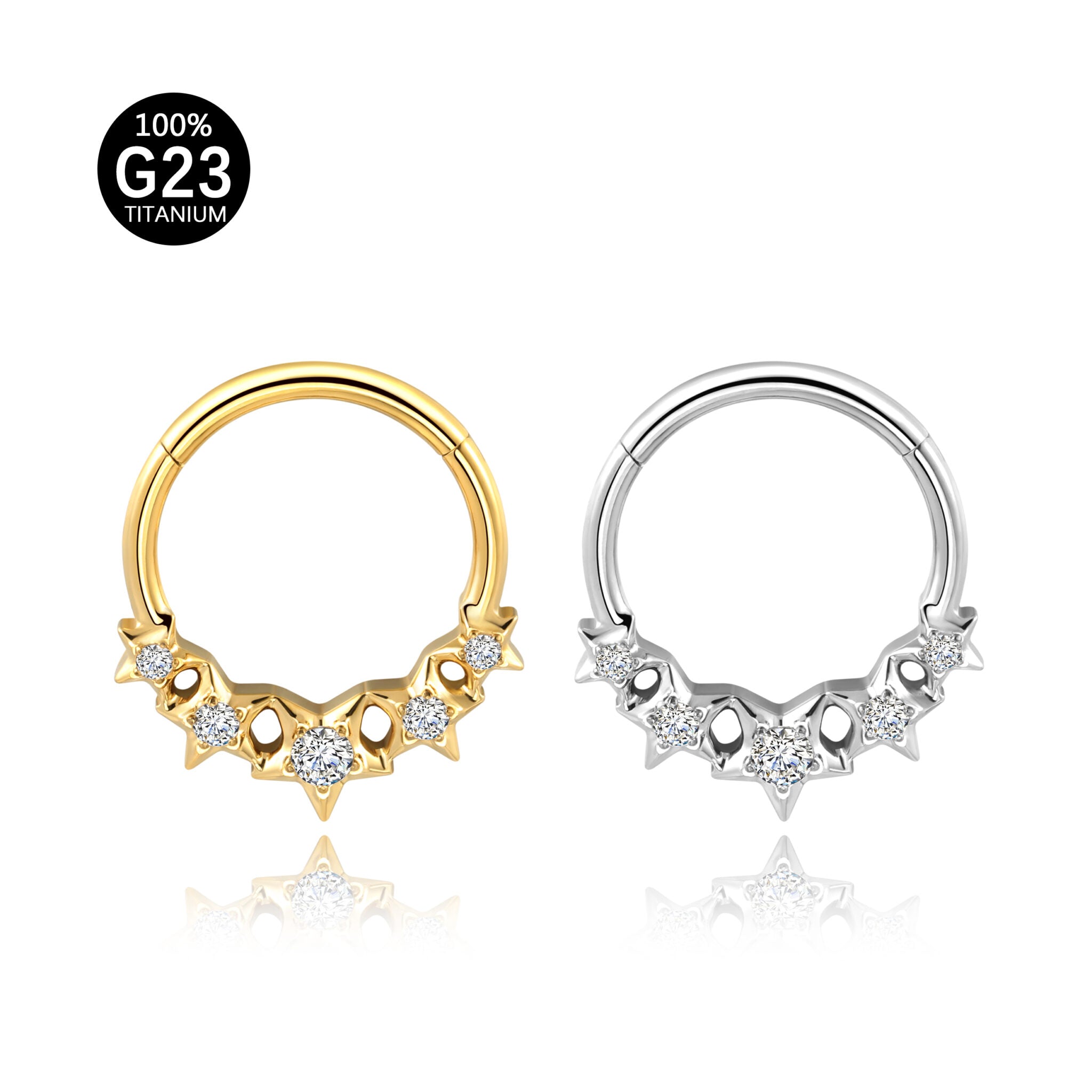 Piercing Argola Titânio Estrelas Com Zircônia